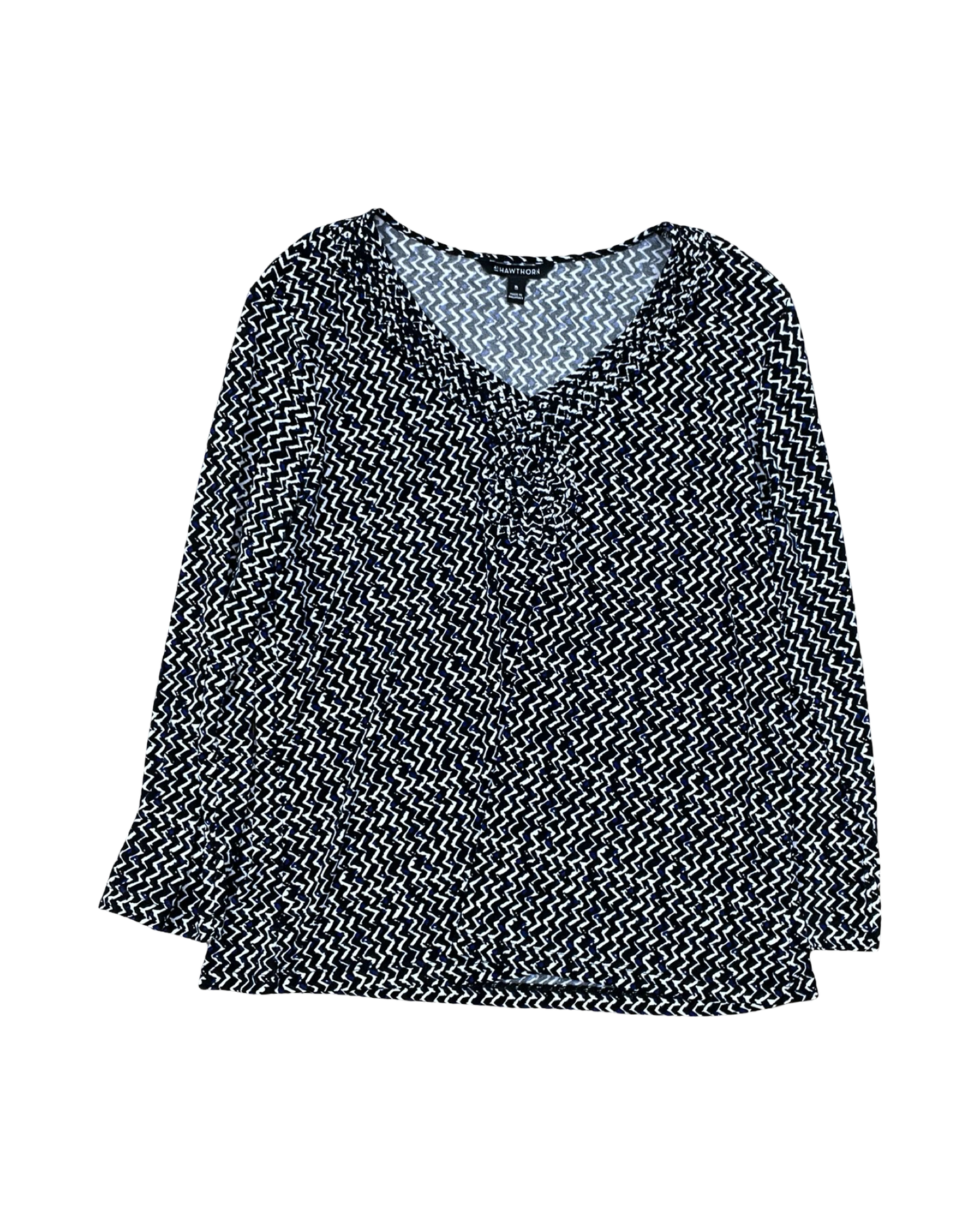 Top Ls By 41 Hawthorn In Black & White, Size:Xl