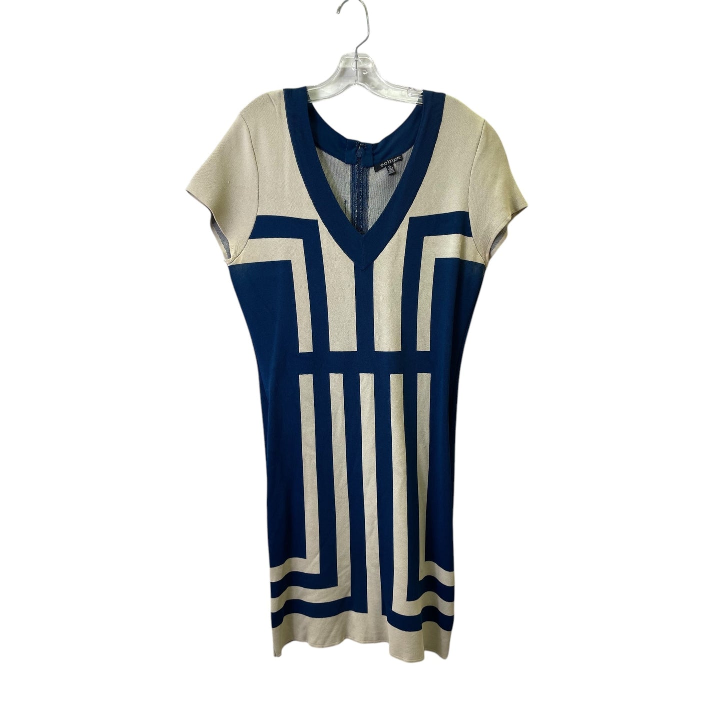 Dress Casual Short By Eva Longoria In Blue & Cream, Size:Xl