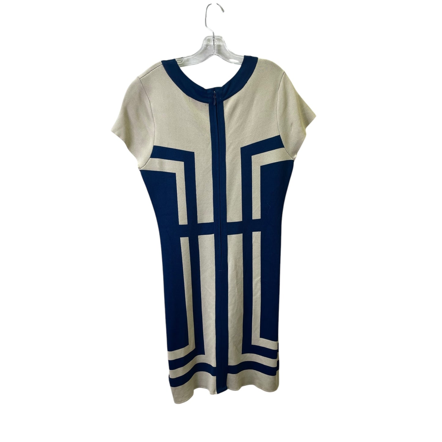 Dress Casual Short By Eva Longoria In Blue & Cream, Size:Xl