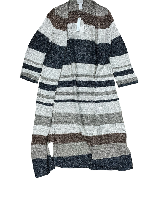 Sweater Cardigan By Chicos In Brown & Tan, Size:S