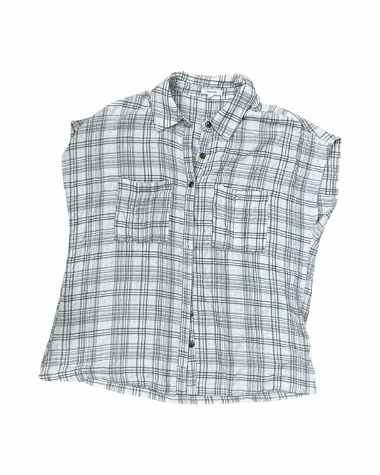 Top Sleeveless By Maurices In Grey & White, Size:M