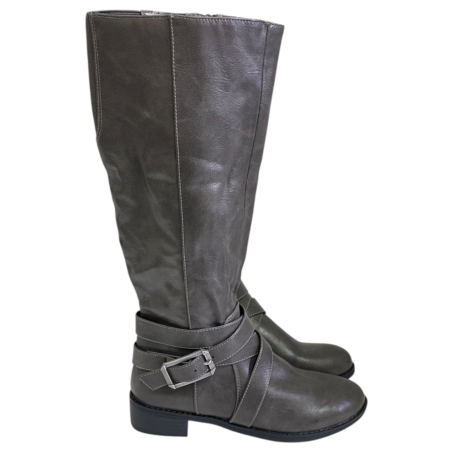 Boots Mid-Calf Flats By Cme In Grey, Size:5