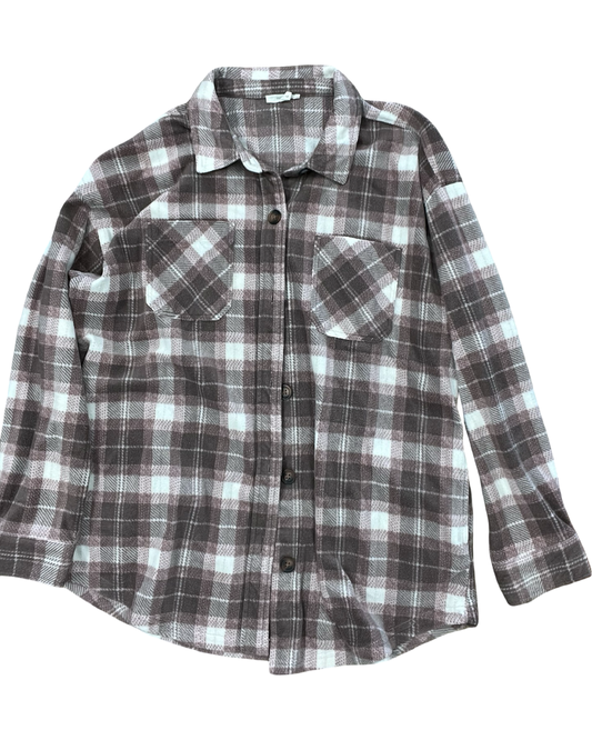 Jacket Shirt By Maurices In Pink & White, Size:L