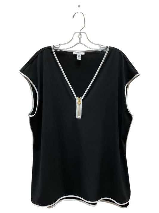 Top Ss Basic By Calvin Klein In Black & White, Size:Xl
