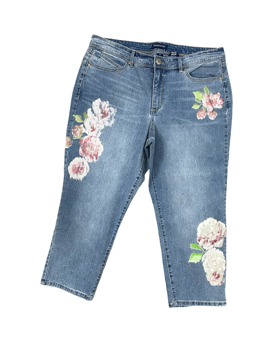 Jeans Cropped By Bandolino In Blue Denim, Size:14