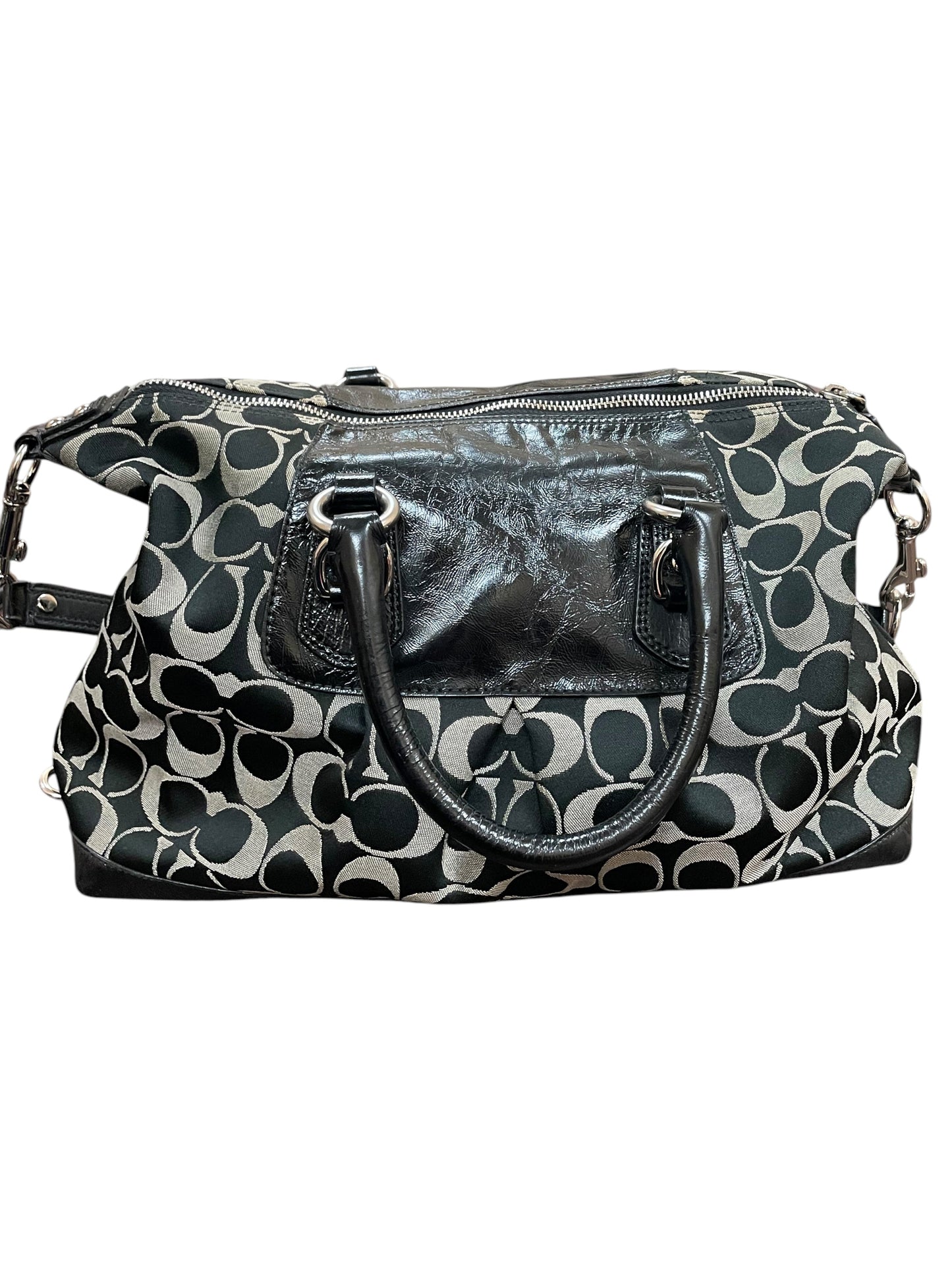 Handbag Designer By Coach In Black & Grey, Size:Medium