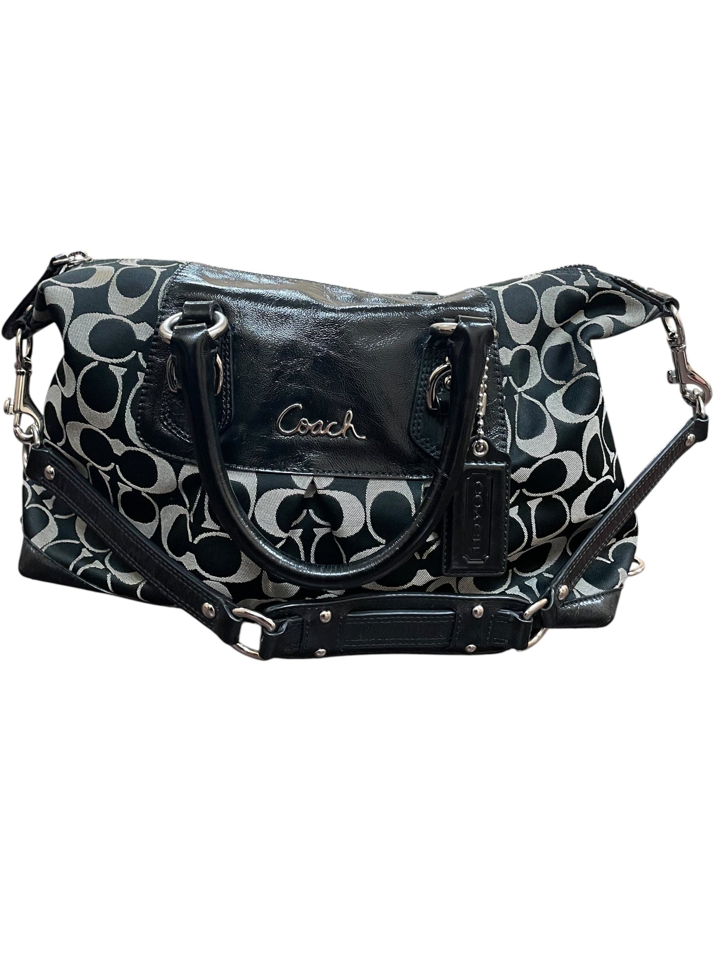 Handbag Designer By Coach In Black & Grey, Size:Medium