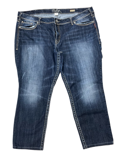 Jeans Cropped By Silver In Blue Denim, Size:24