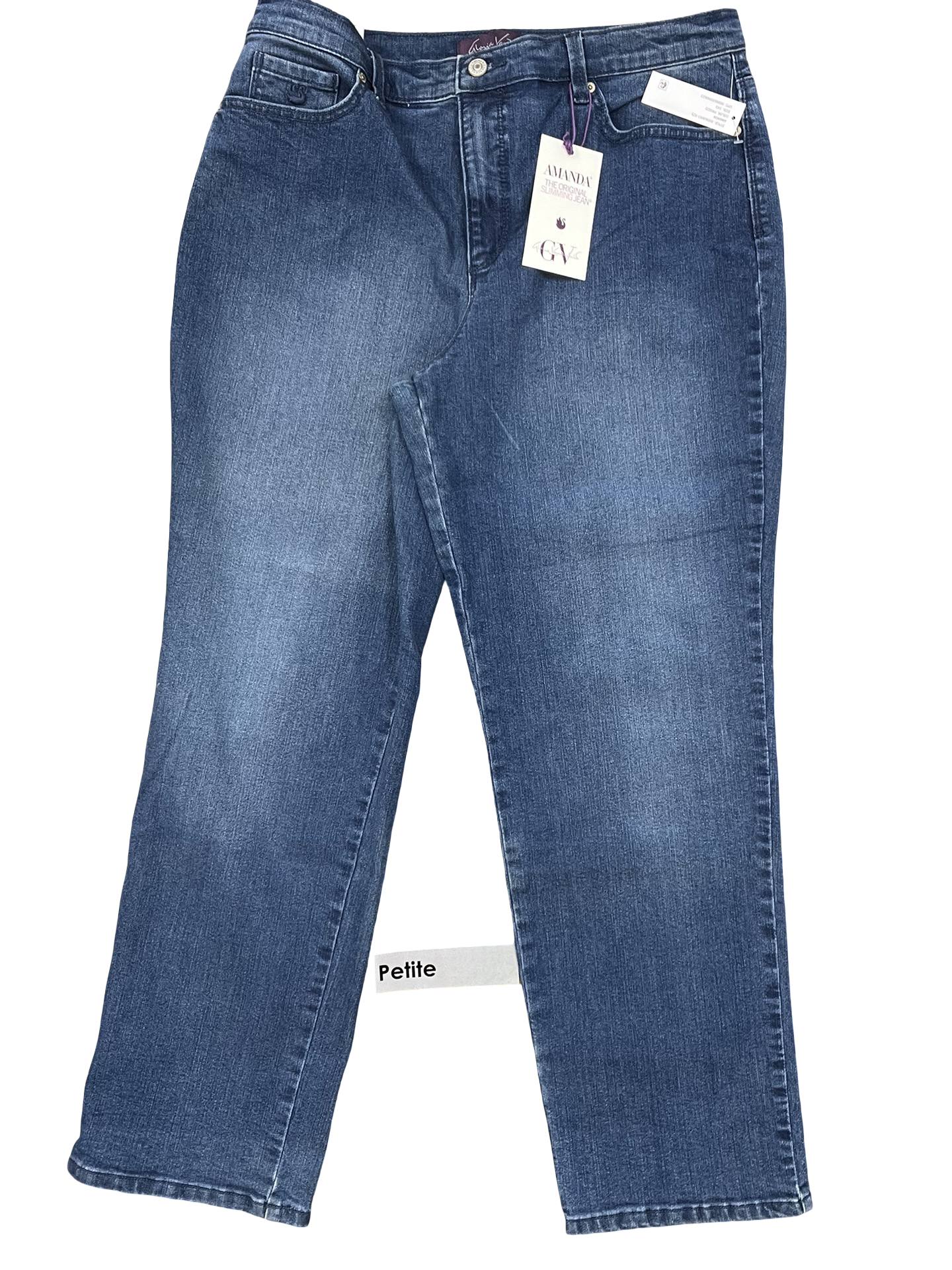 Jeans Straight By Gloria Vanderbilt In Blue Denim, Size:14P