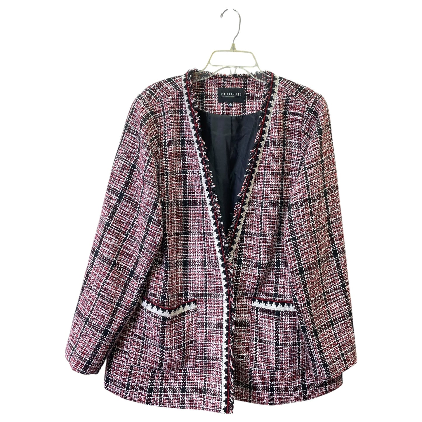 Blazer By Eloquii In Black & Red, Size:1X