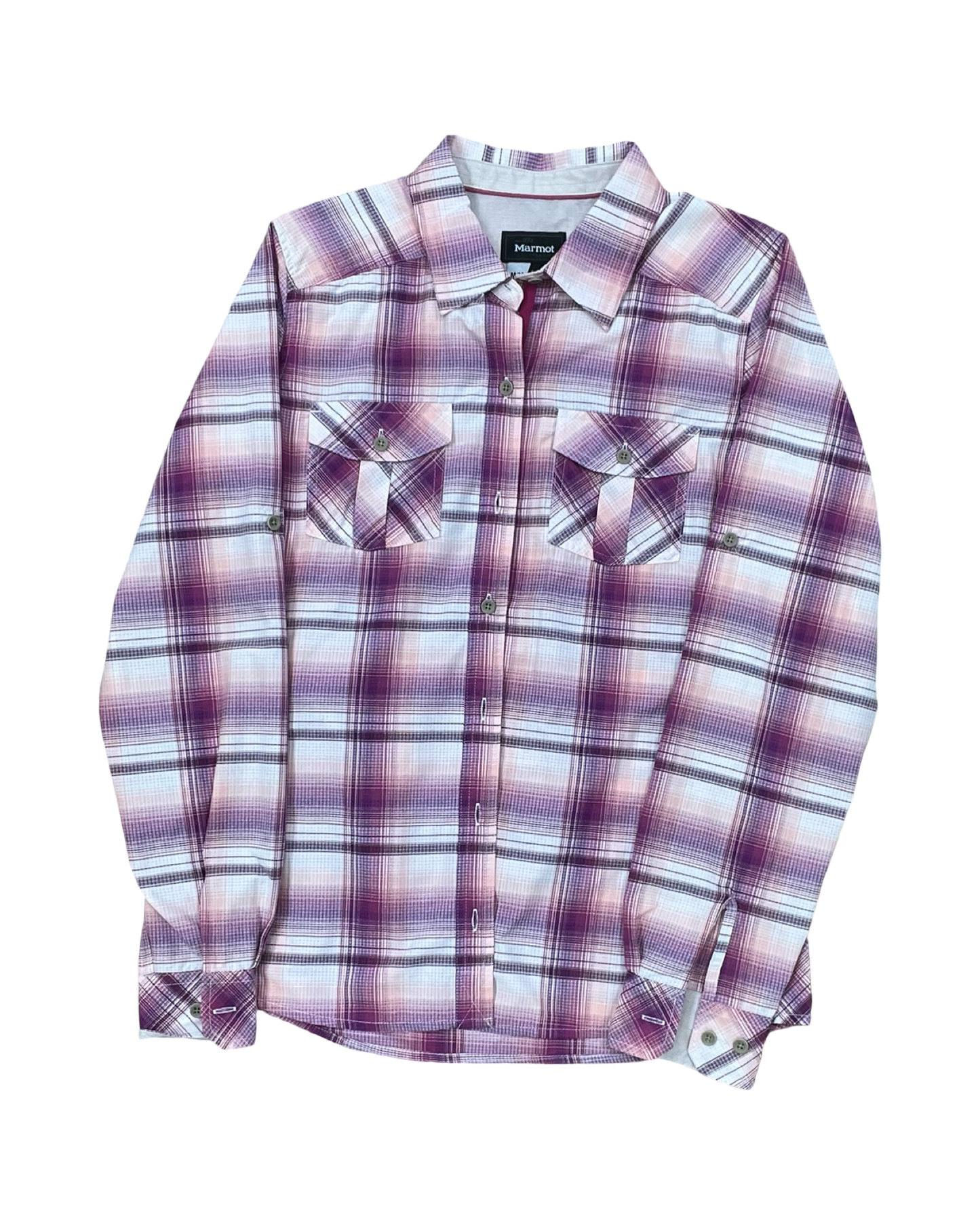 Blouse Ls By Marmot In Pink & White, Size:M