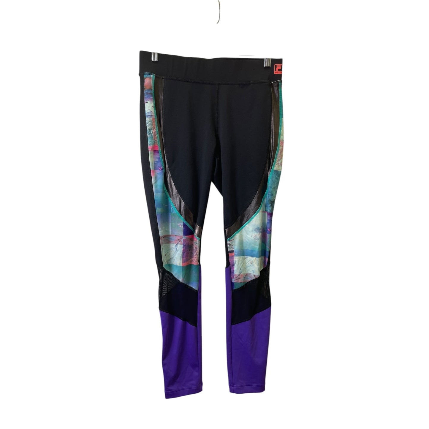 Athletic Leggings By Fila In Black & Blue, Size:M