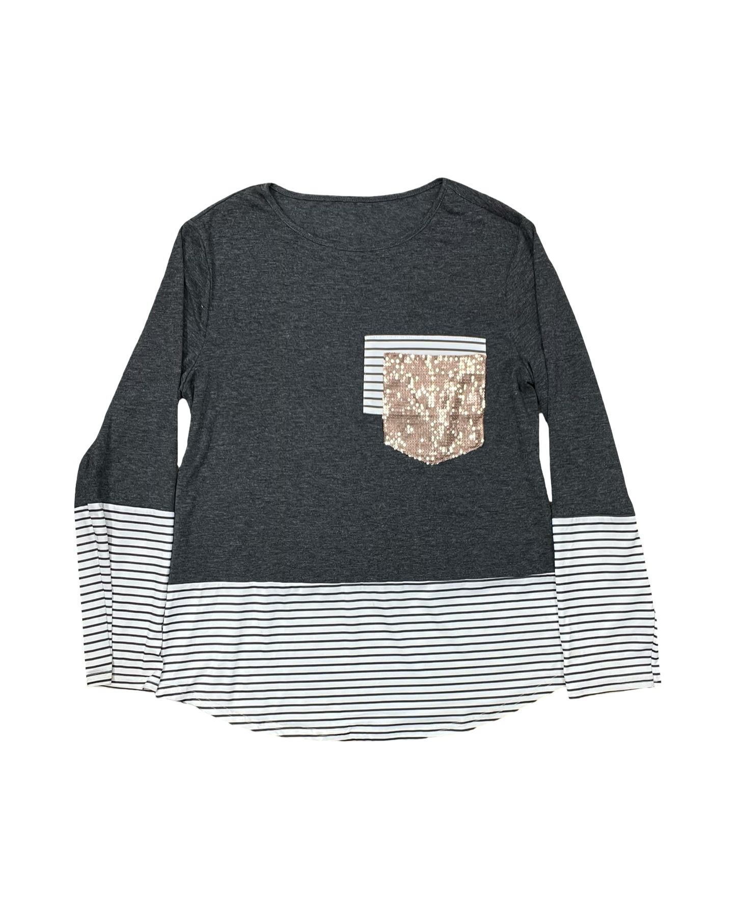 Top Ls By Clothes Mentor In Grey & White, Size:M