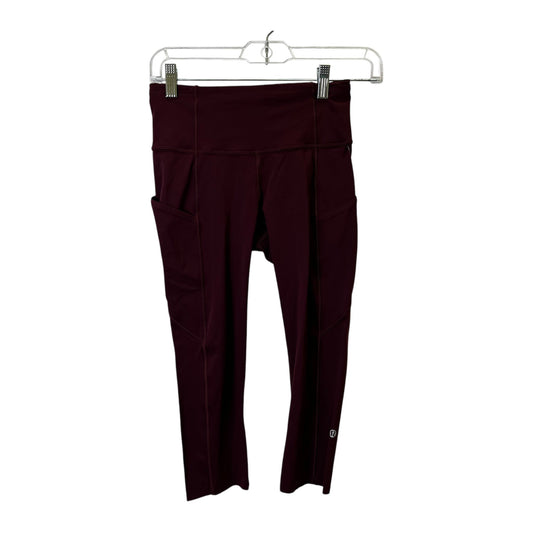 Athletic Capris By Lululemon In Maroon, Size:S