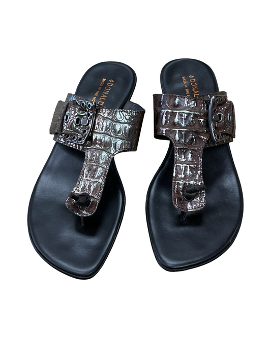 Sandals Heels Block By Donald Pliner In Brown, Size:6.5