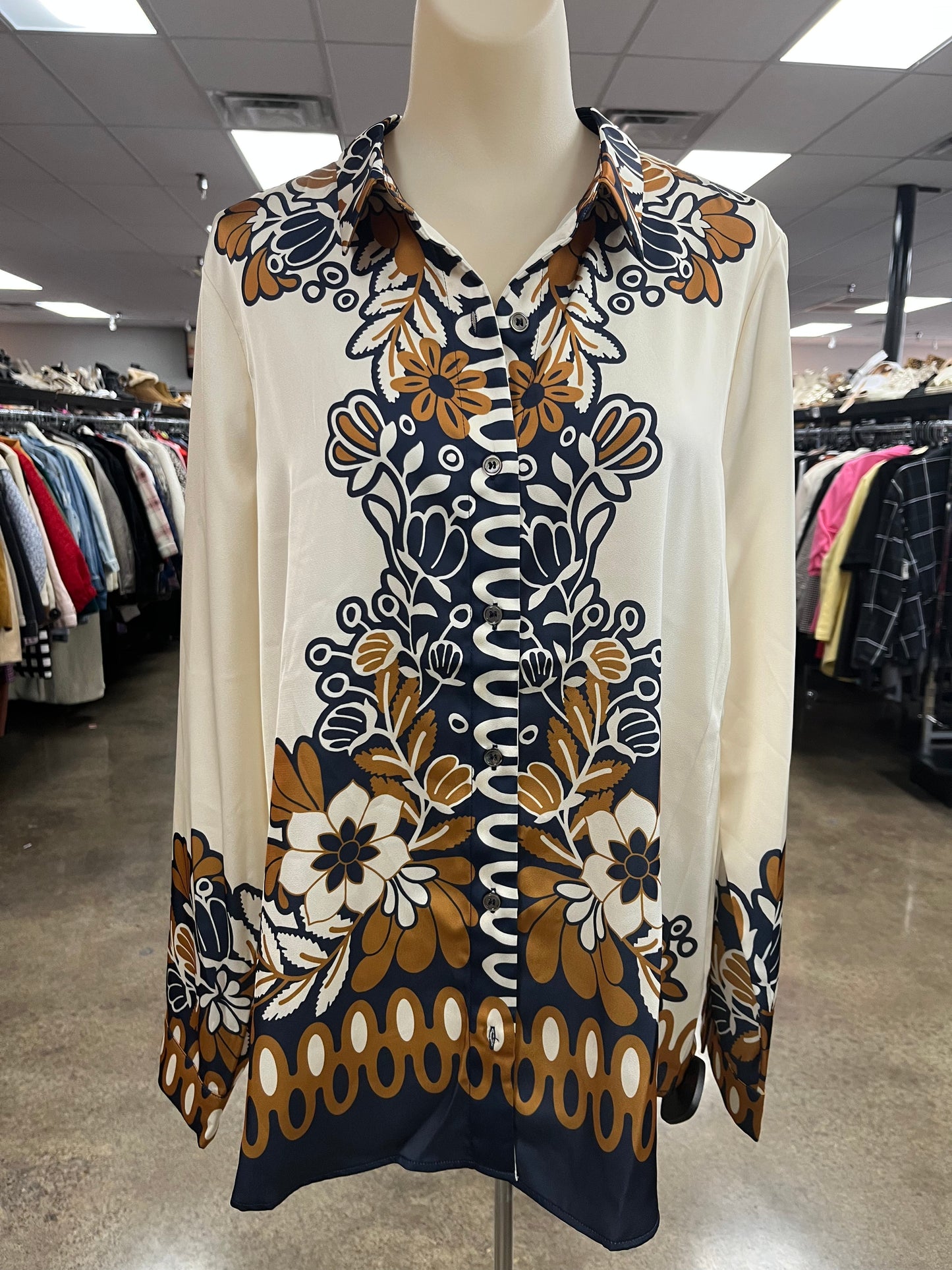 Top Ls By Skies Are Blue In Blue & Cream, Size:L