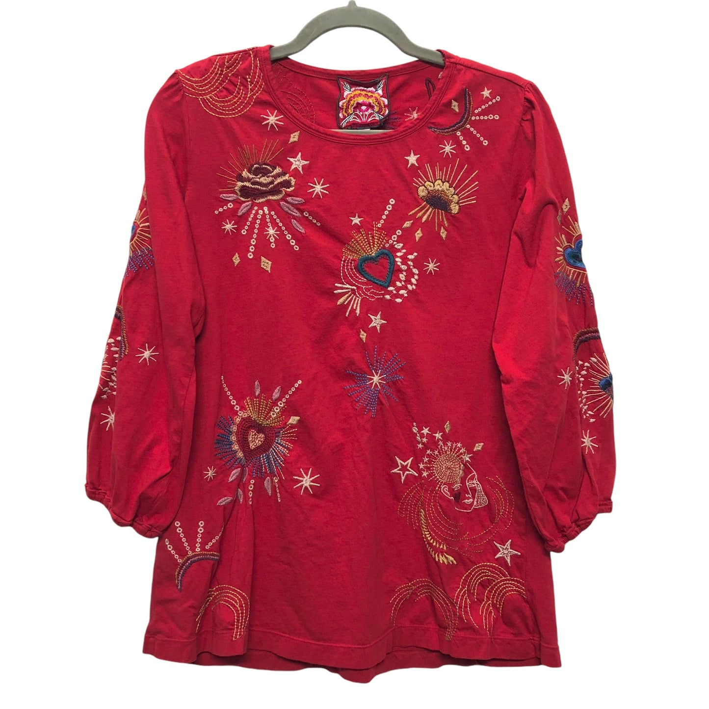 Top 3/4 Sleeve By Johnny Was In Red, Size:S