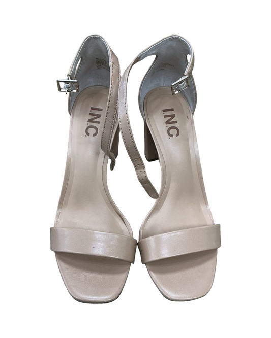 Sandals Heels Block By Inc In Tan, Size:6
