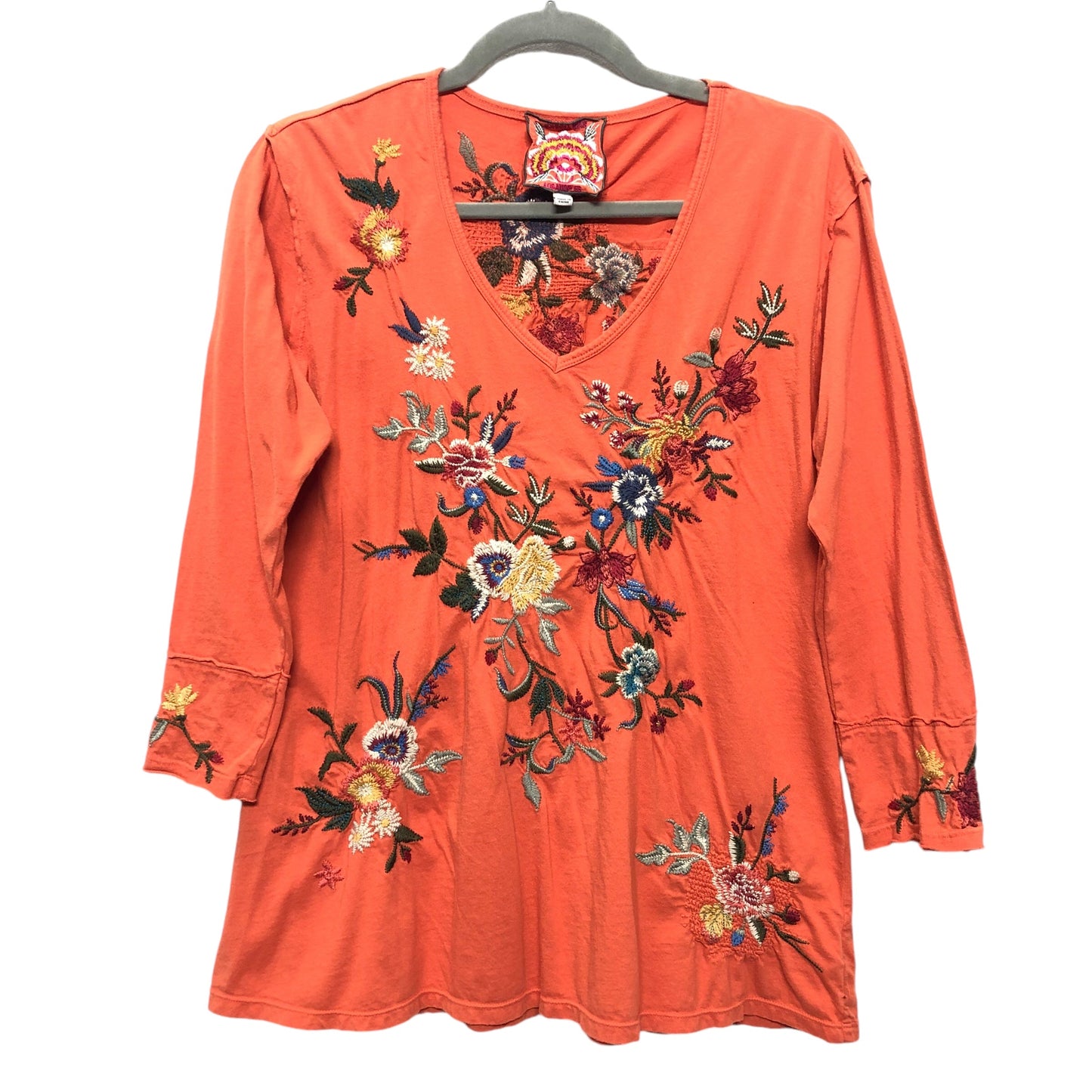 Top 3/4 Sleeve By Johnny Was In Orange, Size:S