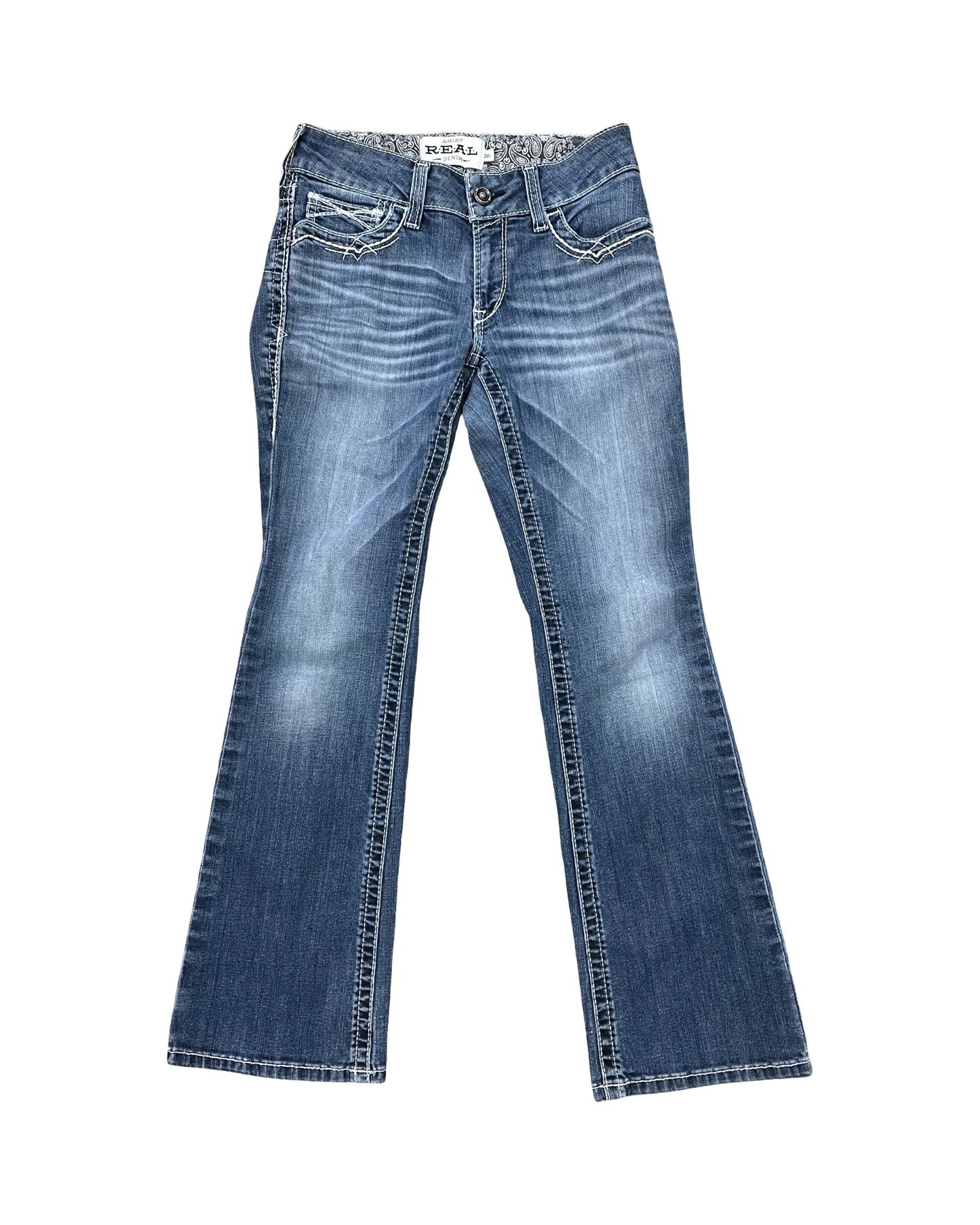 Jeans Boot Cut By Ariat In Blue Denim, Size:6