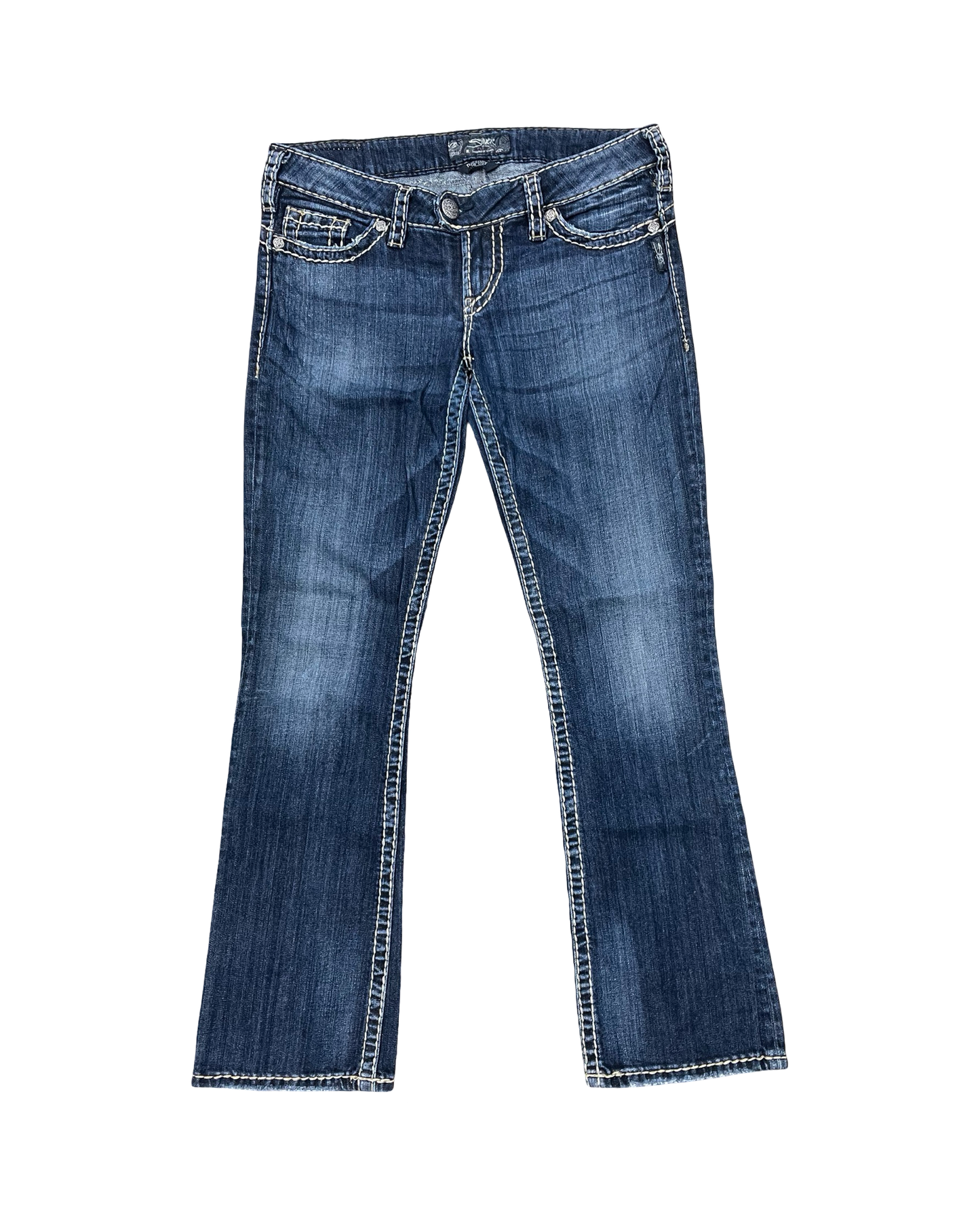 Jeans Boot Cut By Silver In Blue Denim, Size:8