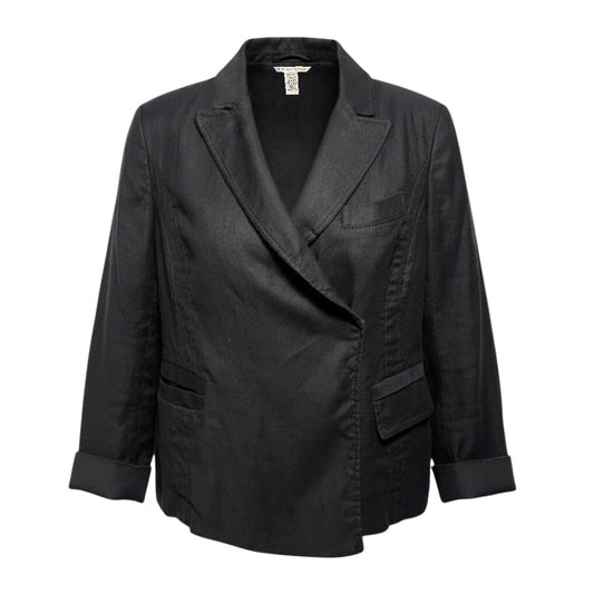Linen Blend Blazer Jacket Designer By Diane Von Furstenberg In Black, Size: 2
