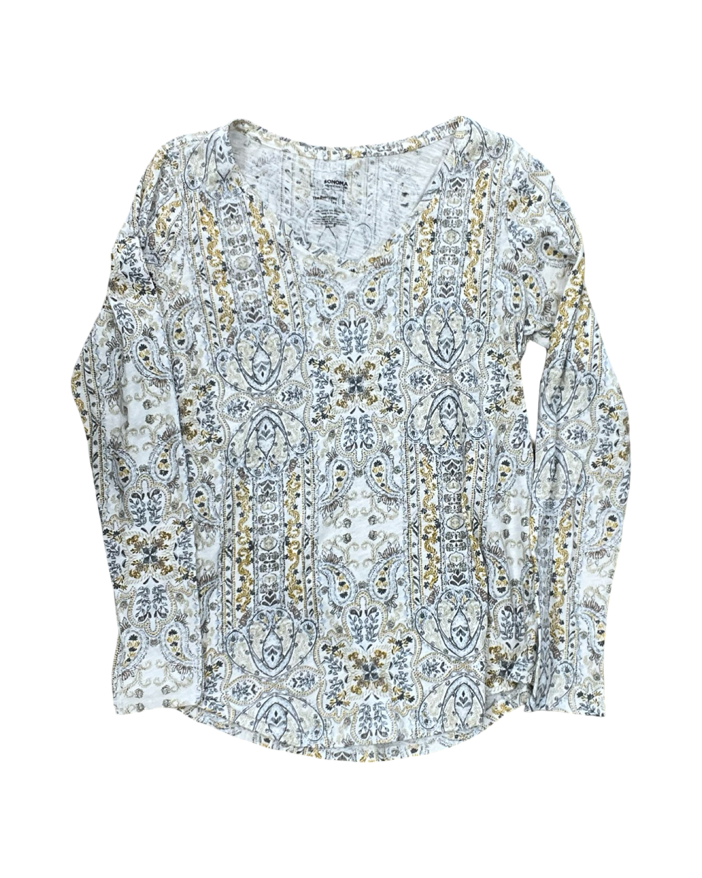 Top Ls By Sonoma In White & Yellow, Size:S