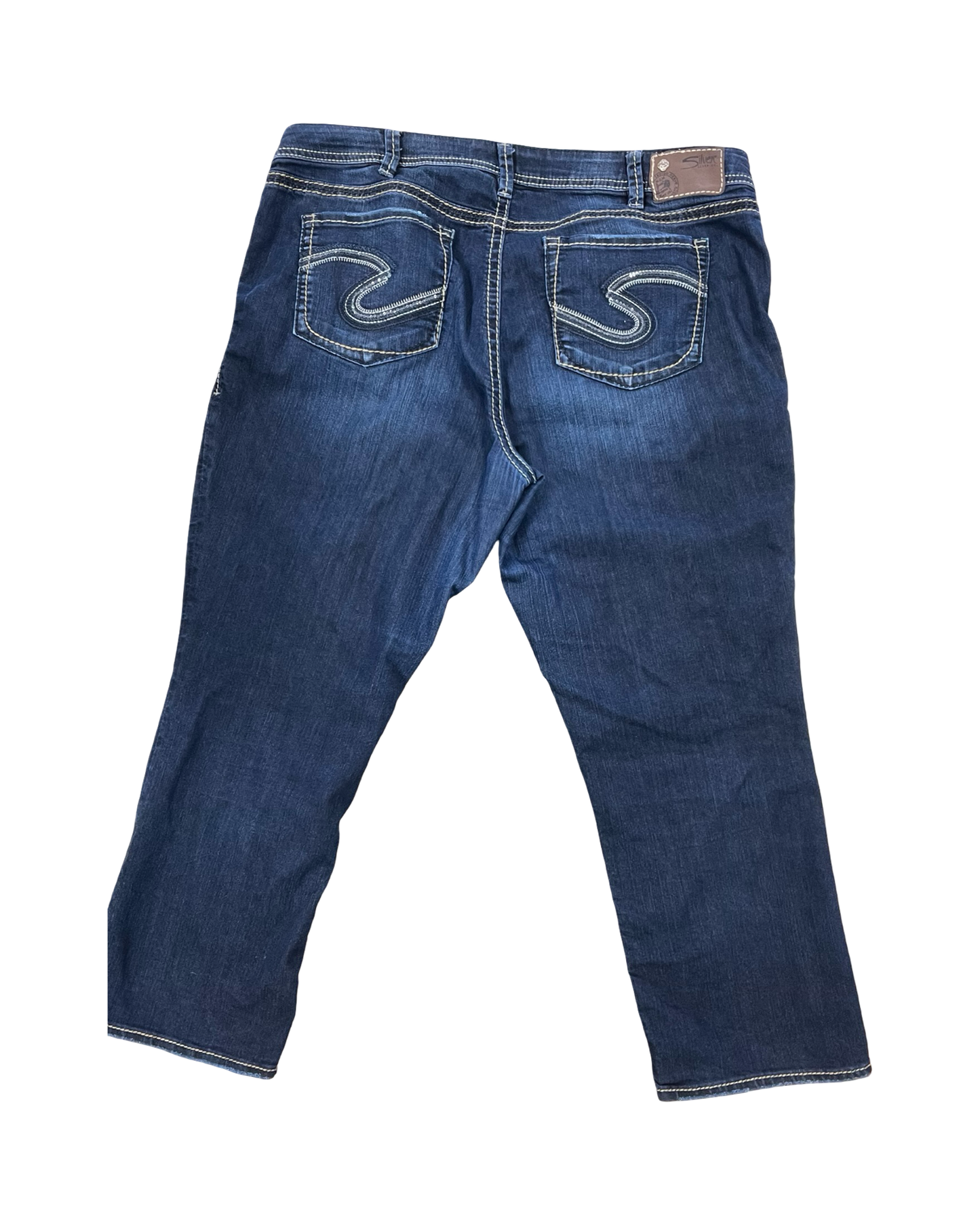 Jeans Cropped By Silver In Blue Denim, Size:18