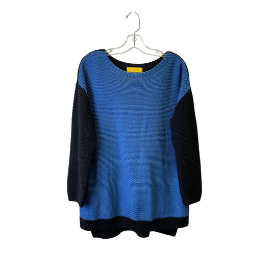 Sweater Luxury Designer By St John Knits In Black & Blue, Size:M