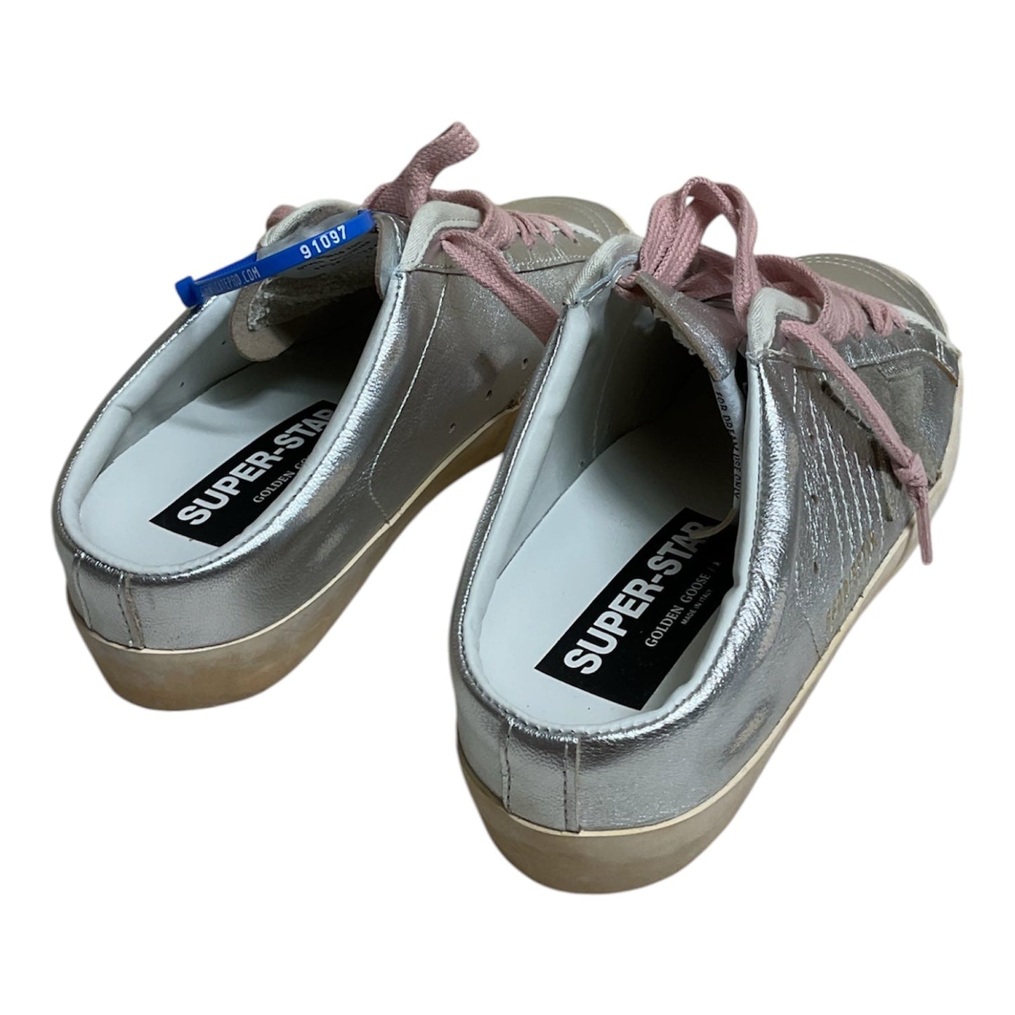 Shoes Luxury Designer By Golden Goose In Pink & Silver, Size:6.5