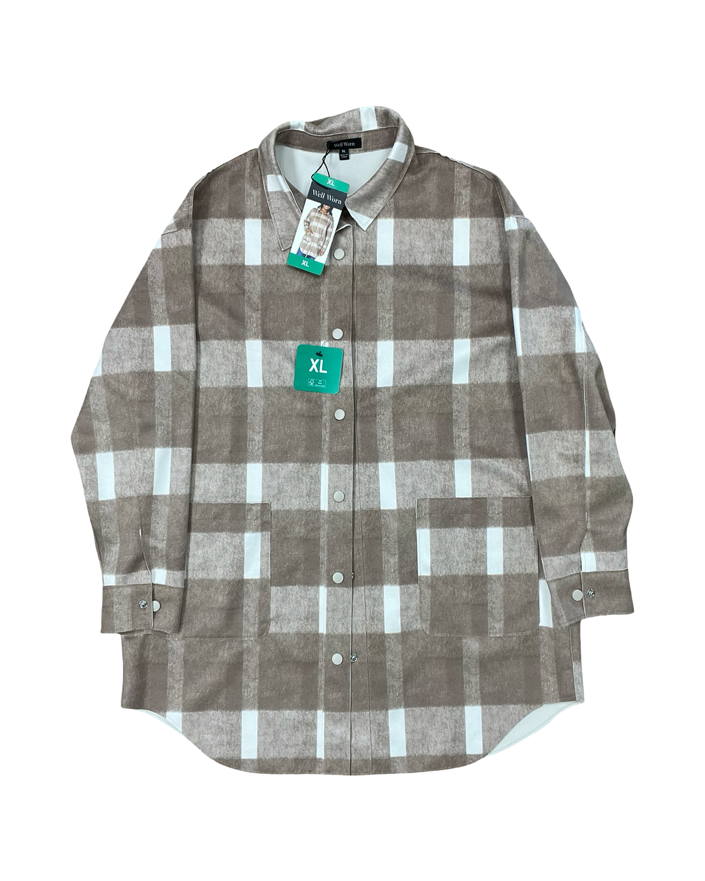 Jacket Shirt By Well Worn In Tan & White, Size:Xl