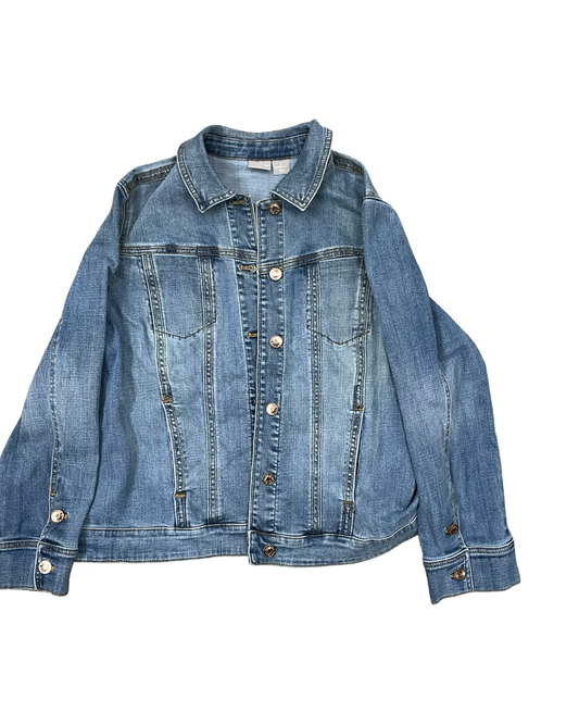 Jacket Denim By Chicos In Blue, Size:L