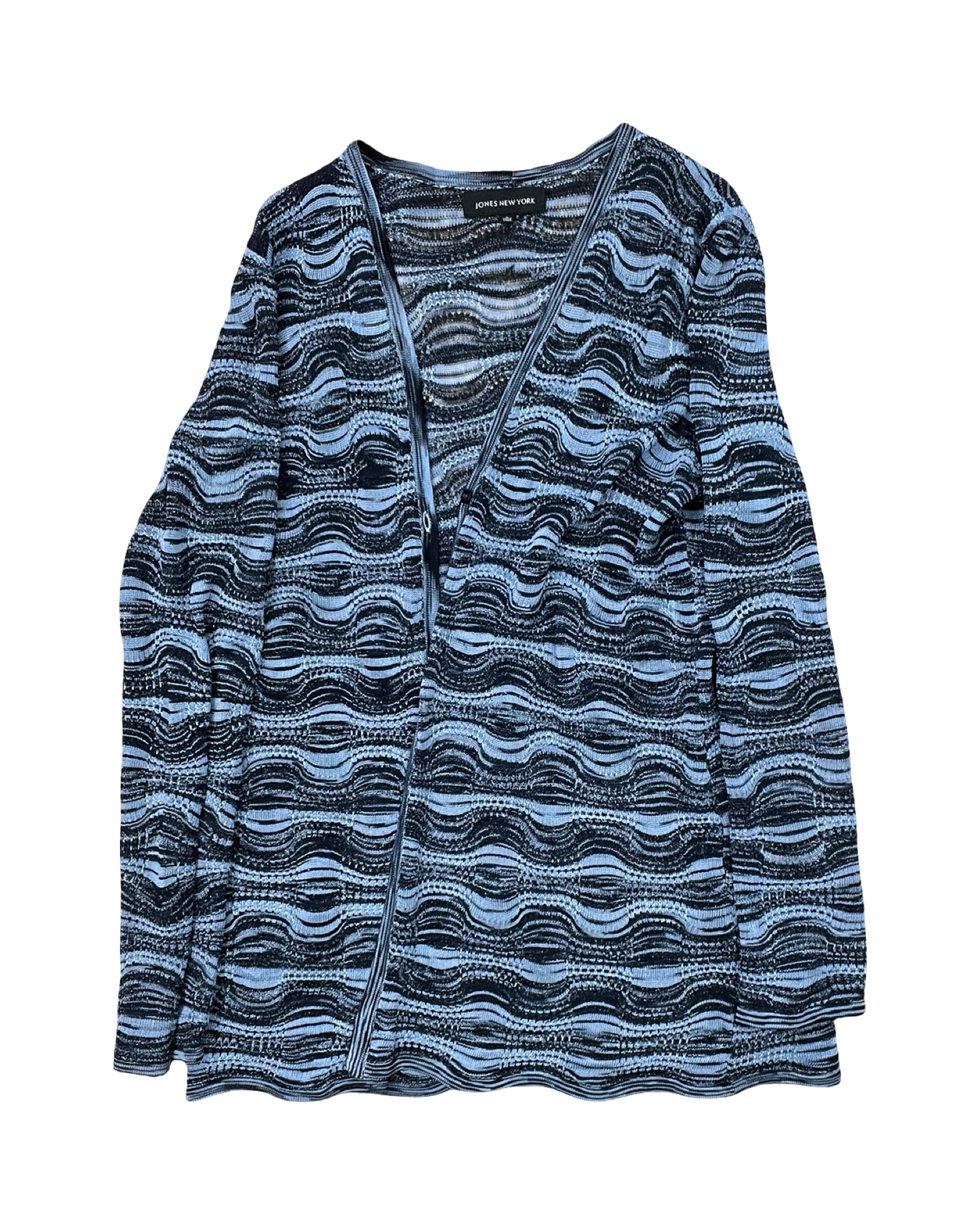 Cardigan By Jones New York In Black & Blue, Size:L