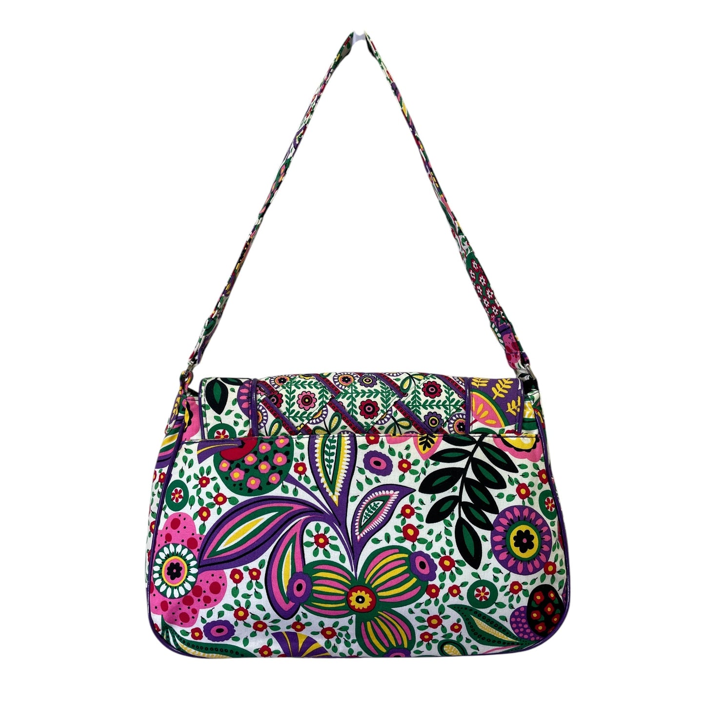 Handbag By Vera Bradley In Green & Purple, Size:Medium