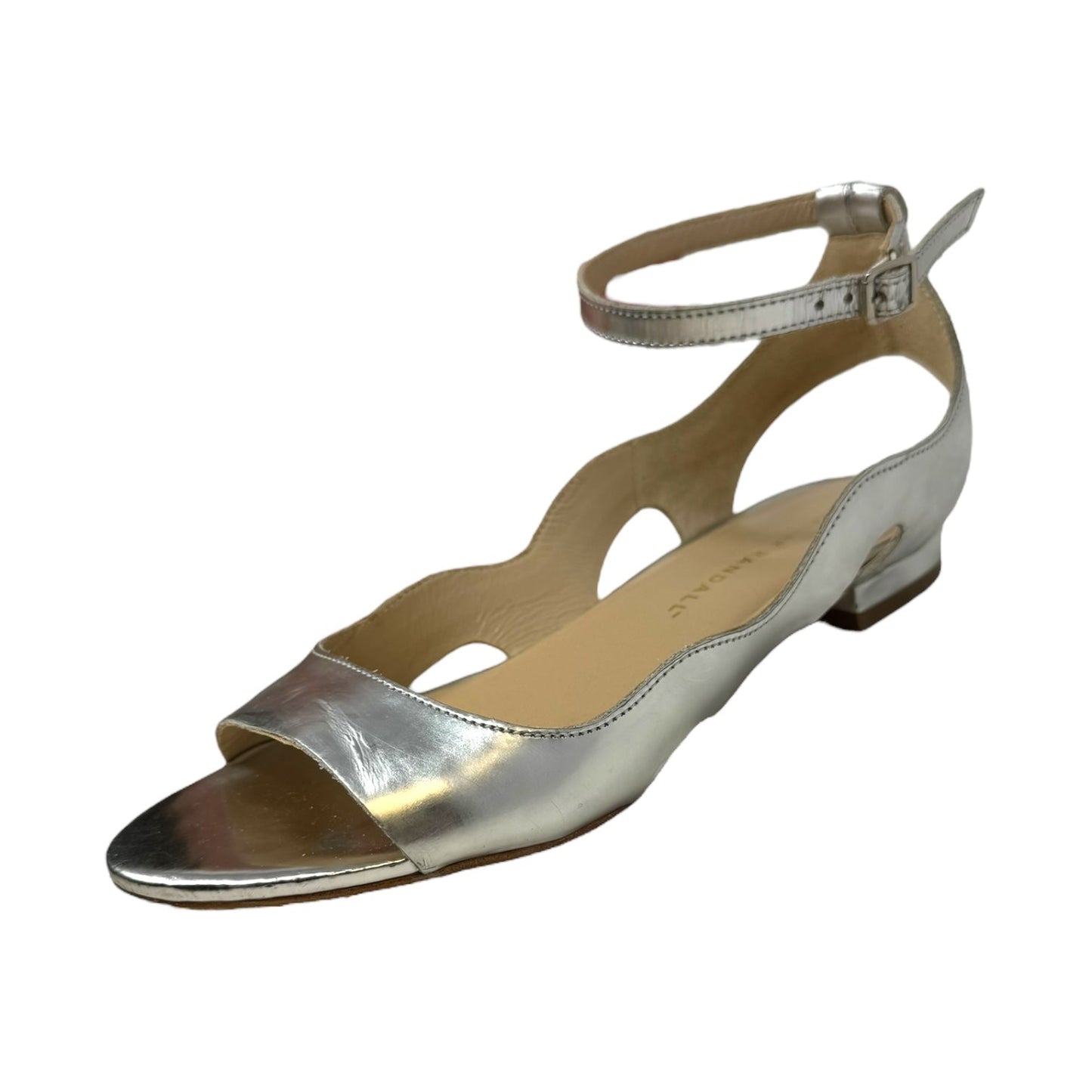 Jacinta Dress Sandal Designer By Loeffler Randall In Mirrored Silver Leather, Size: 6