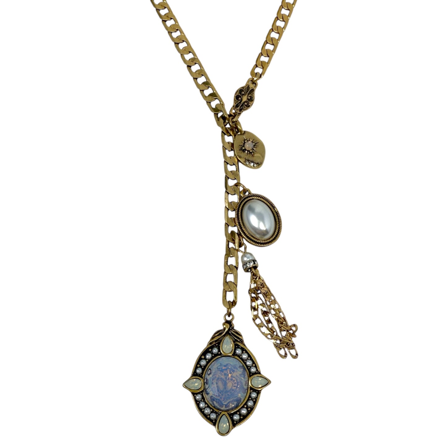 Gold Tone Double Layer Multi Charm Necklace By Chico’s