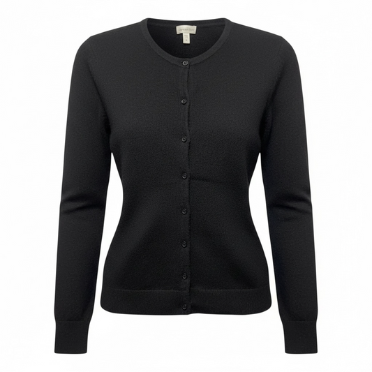 Essential Cashmere Retro Cardigan Sweater By Garnet Hill In Black, Size: S