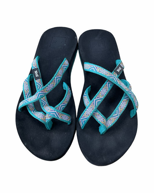 Sandals Flats By Teva In Black & Blue, Size:7