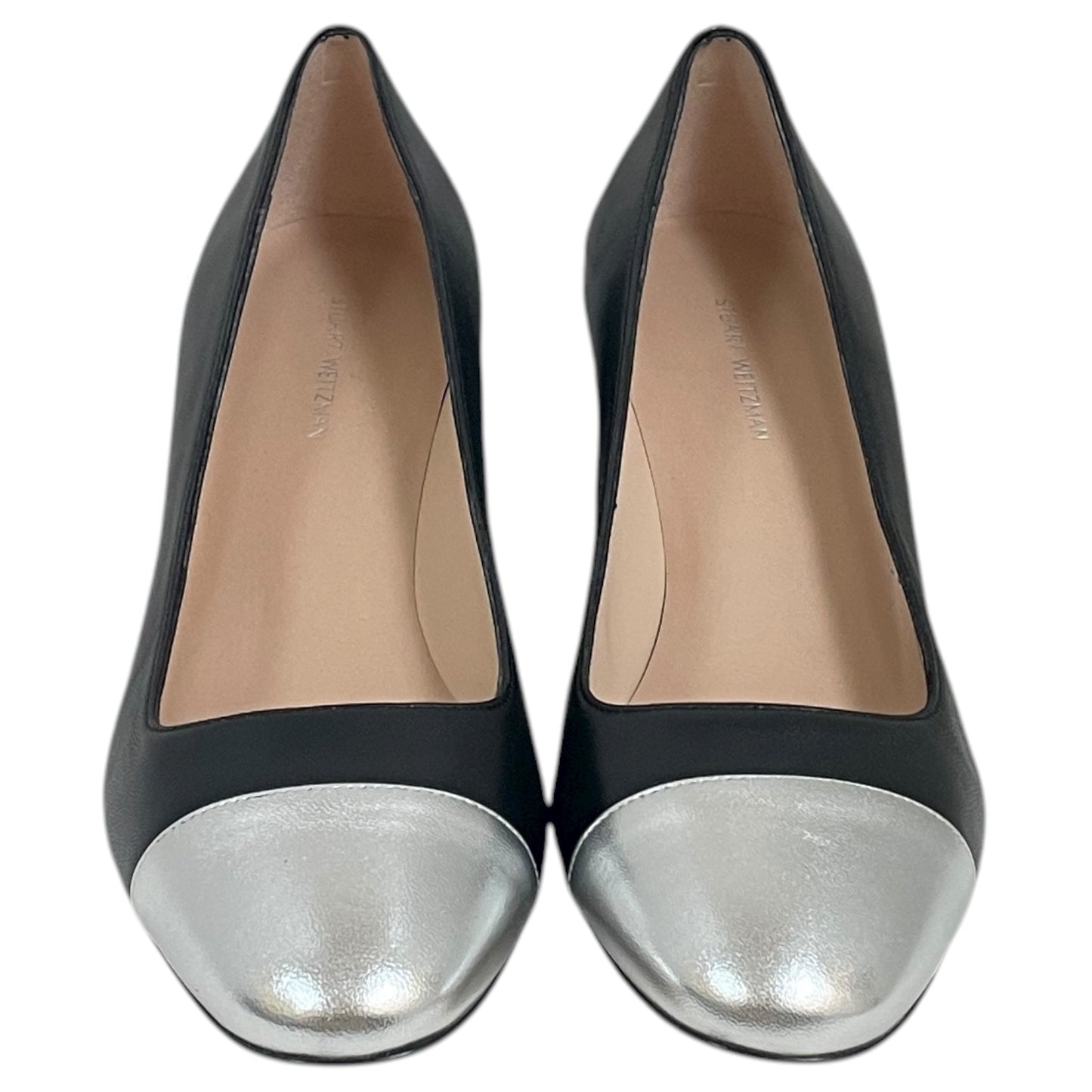 Shoes Designer By Stuart Weitzman In Black & Gold, Size:9