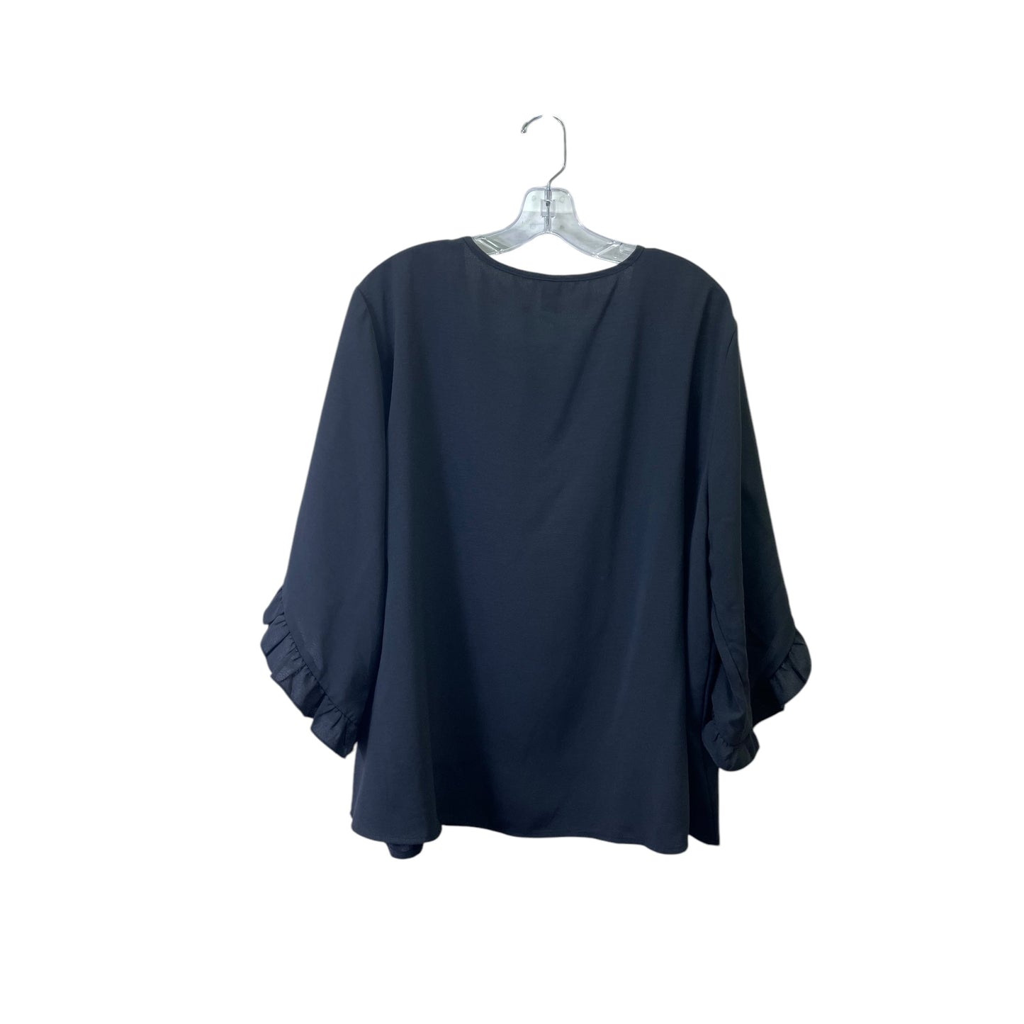 Top 3/4 Sleeve Basic By Shein In Black, Size:2X