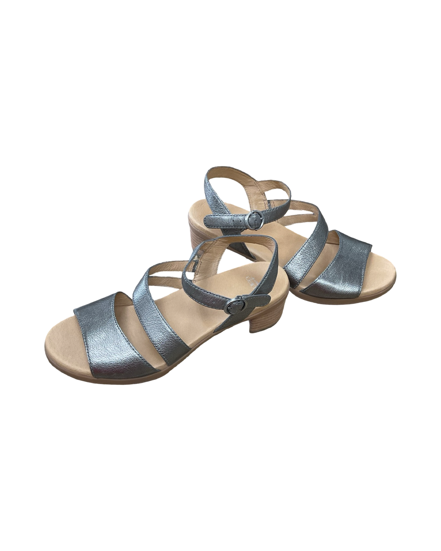 Sandals Heels Kitten By Dansko In Silver, Size:10.5