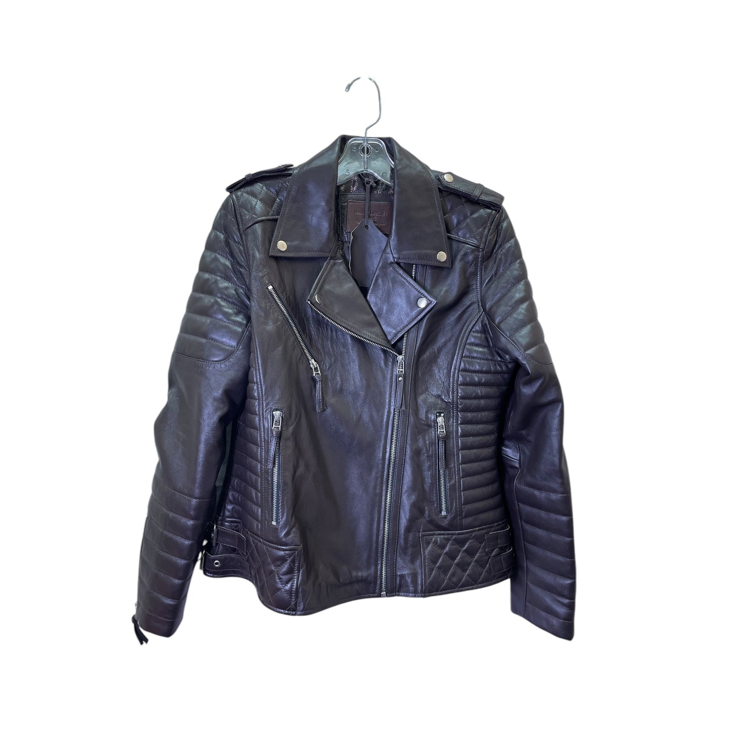 Jacket Moto Leather By Clothes Mentor In Brown, Size:L