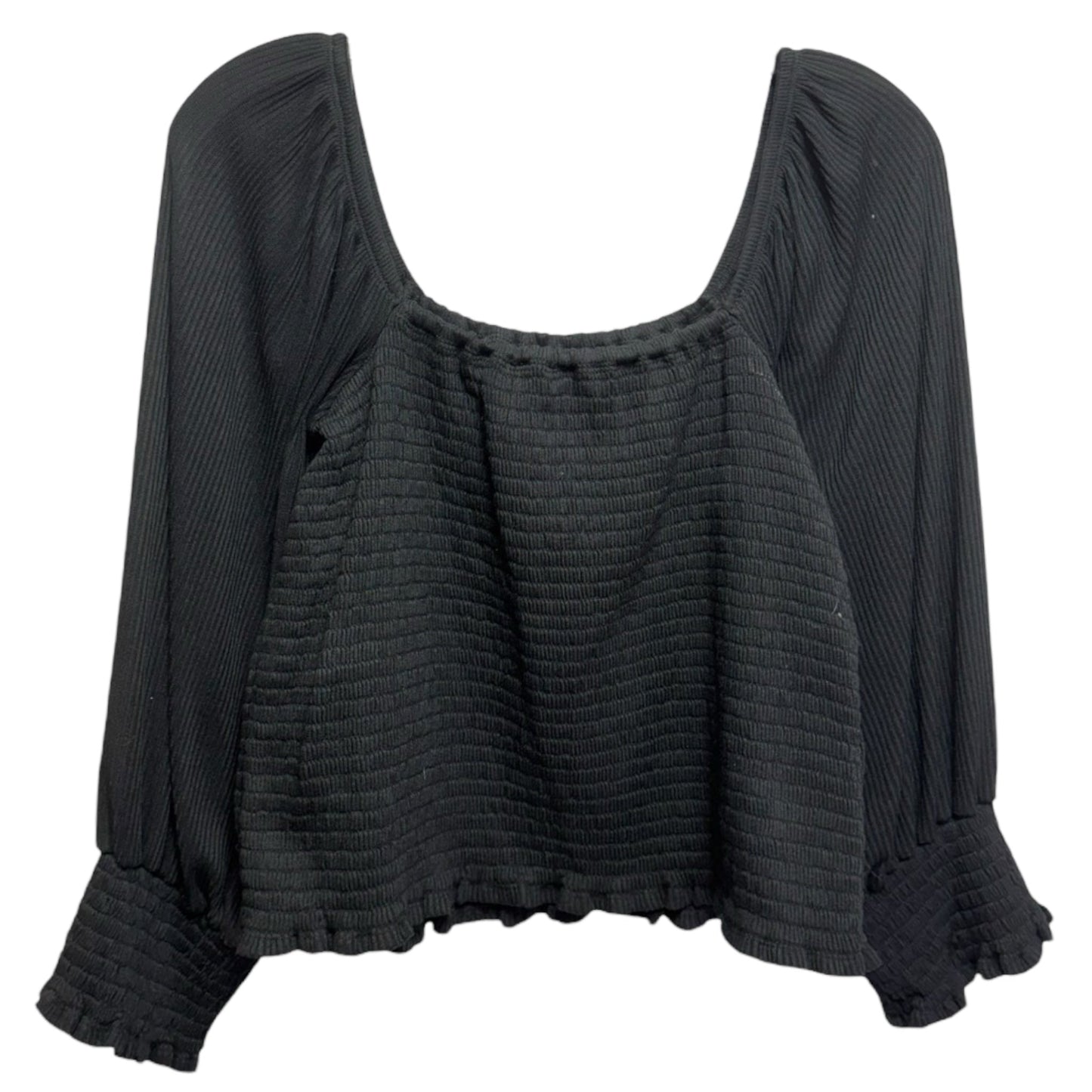 Smocked Puff-Sleeved Top By Anthropologie In Black, Size: L