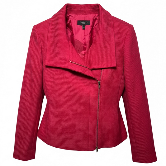 Wool Blend Moto Jacket By Talbots In Pink, Size: 16 Petite