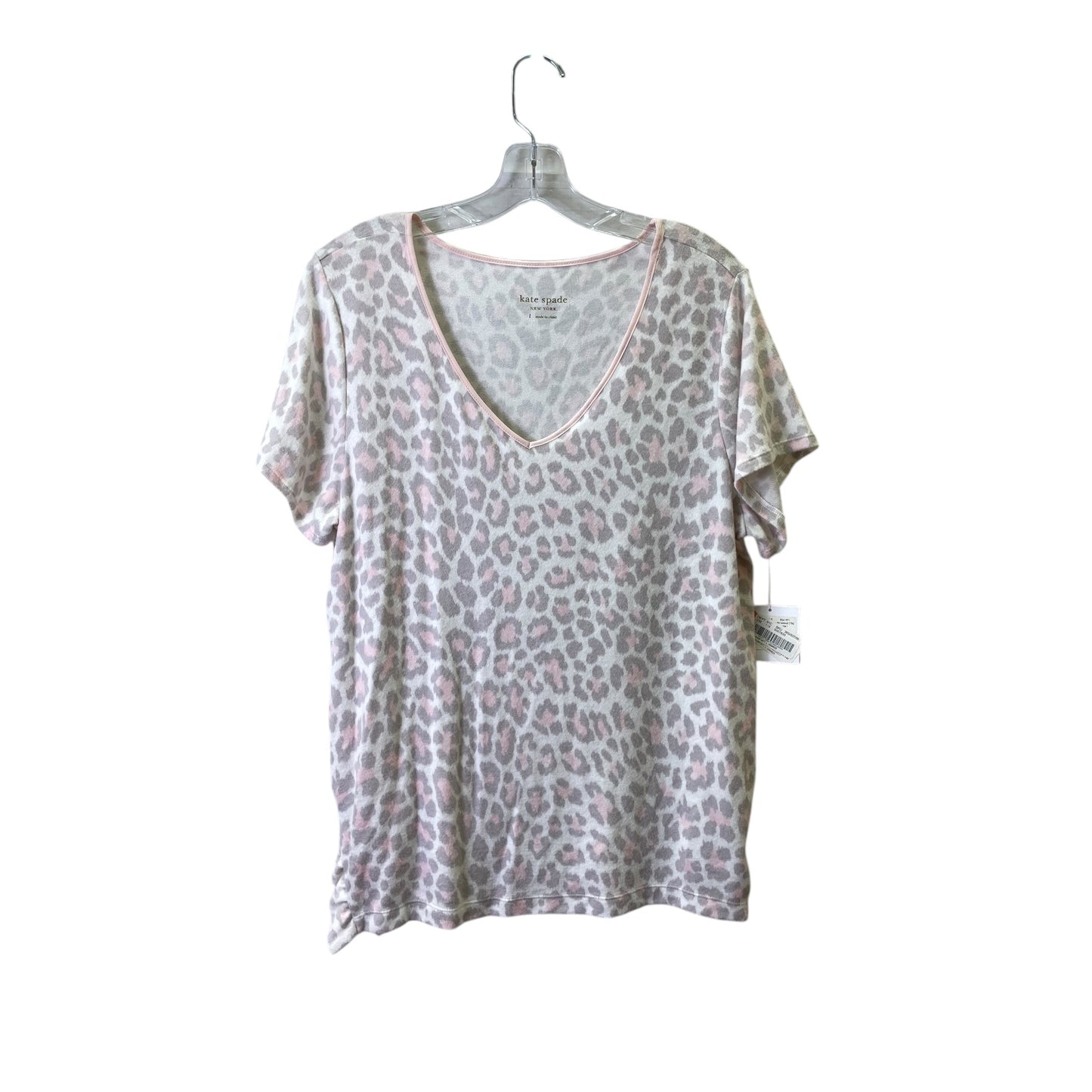 Top Ss Designer By Kate Spade In Pink & White, Size:L