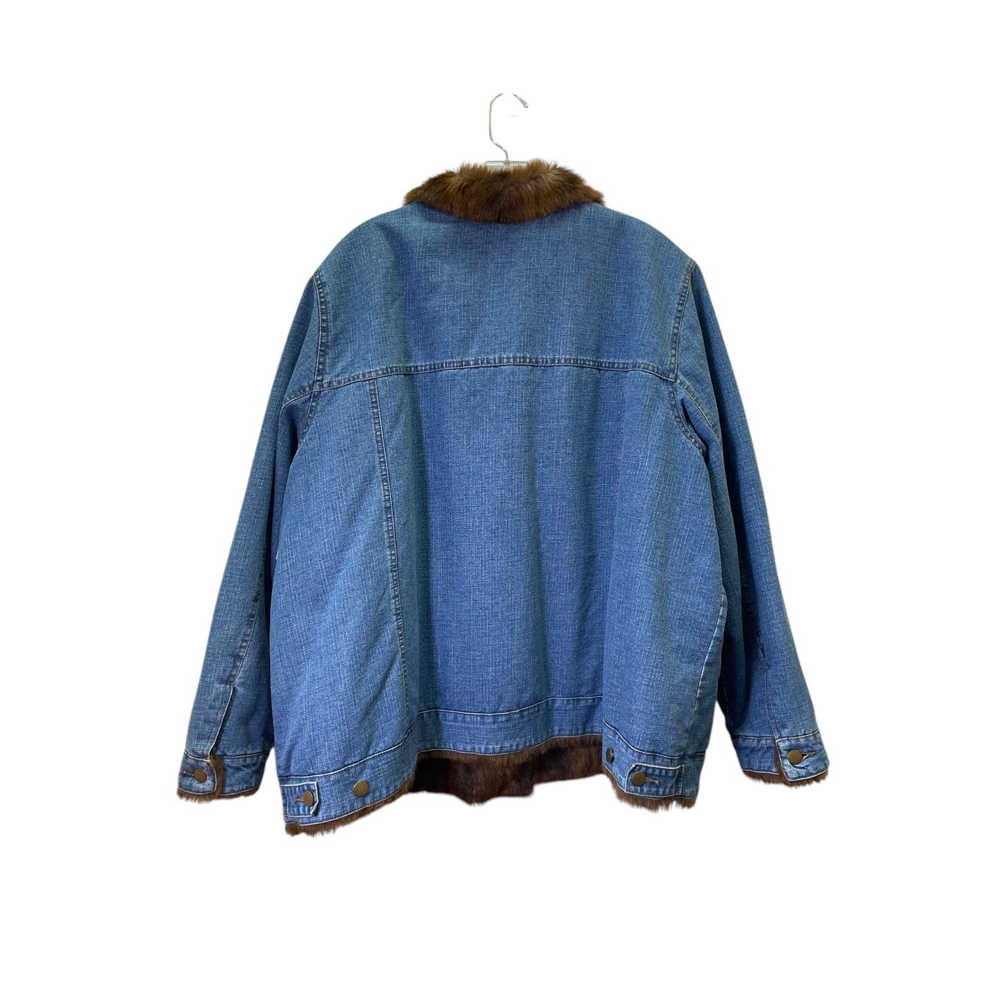 Jacket Faux Fur & Sherpa By Denim And Company In Blue, Size:3X