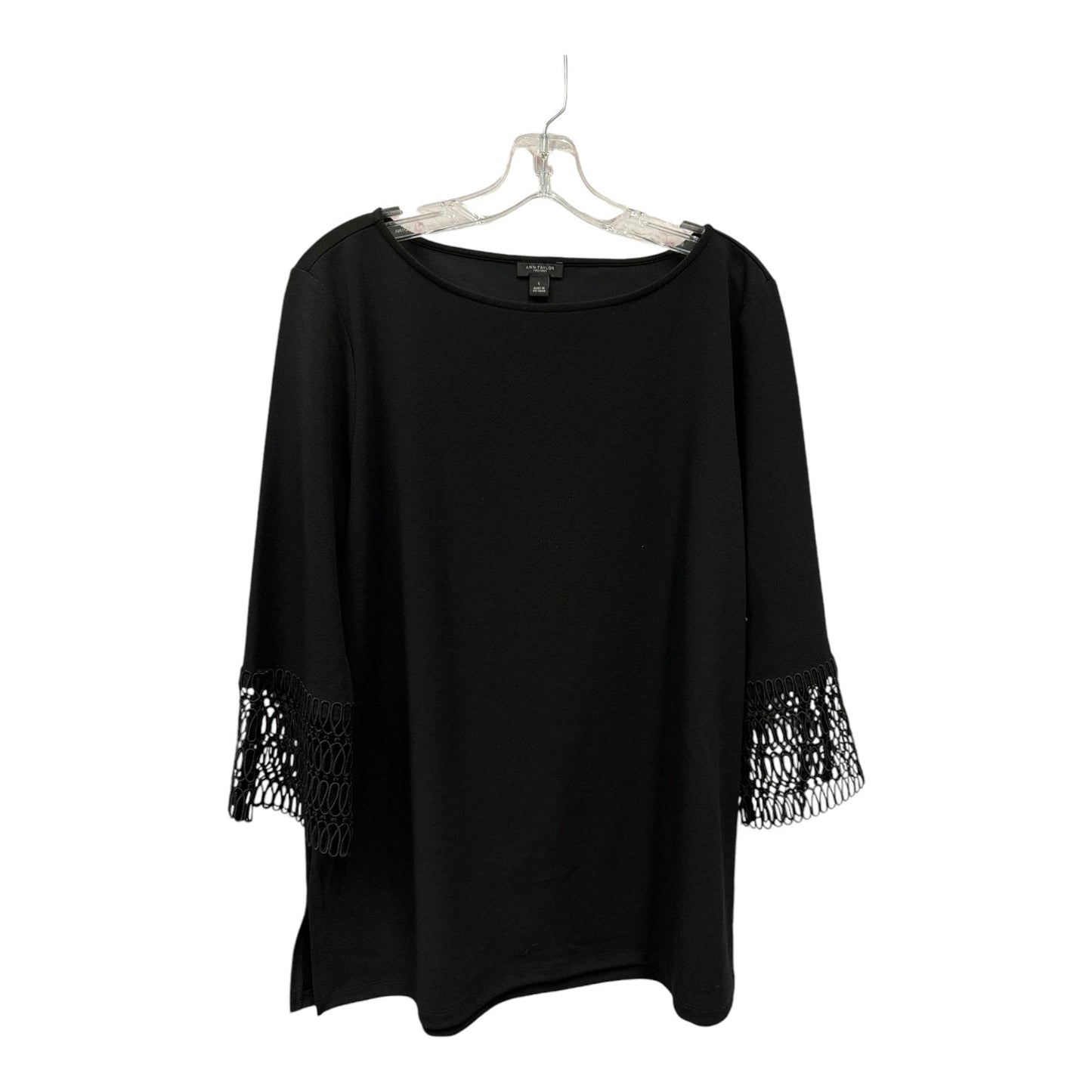 Top 3/4 Sleeve By Ann Taylor In Black, Size:L