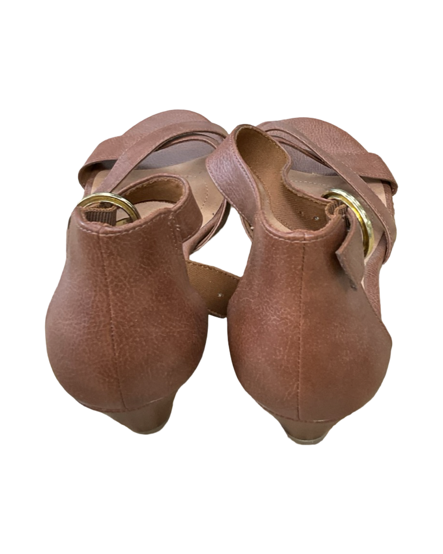 Sandals Heels Block By Dexflex In Brown, Size:8