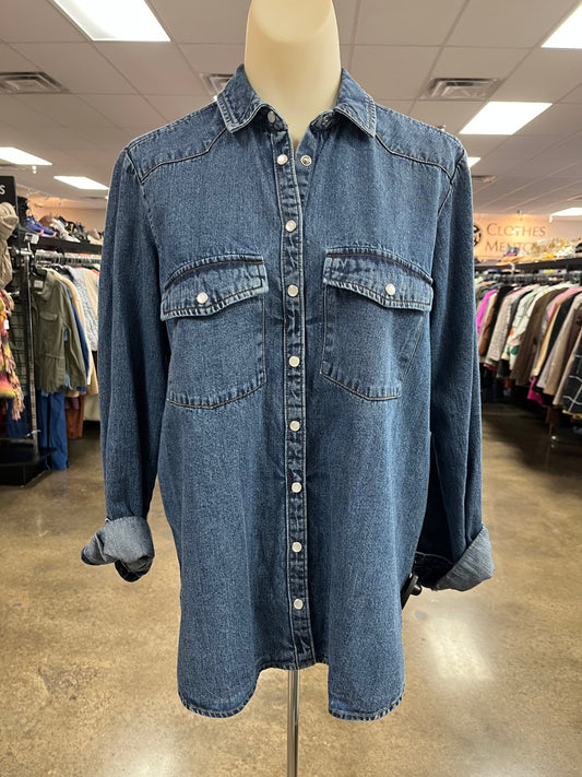 Top Ls By Pilcro In Blue Denim, Size:Xs