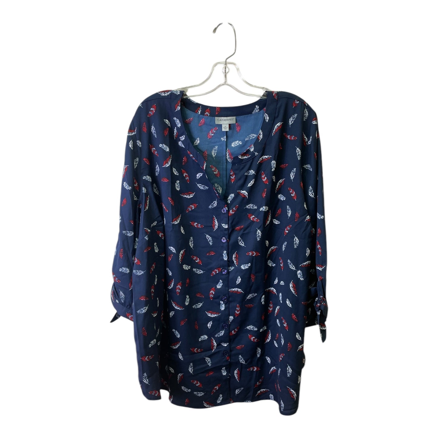 Top 3/4 Sleeve By Catherines In Blue & Red, Size:2X